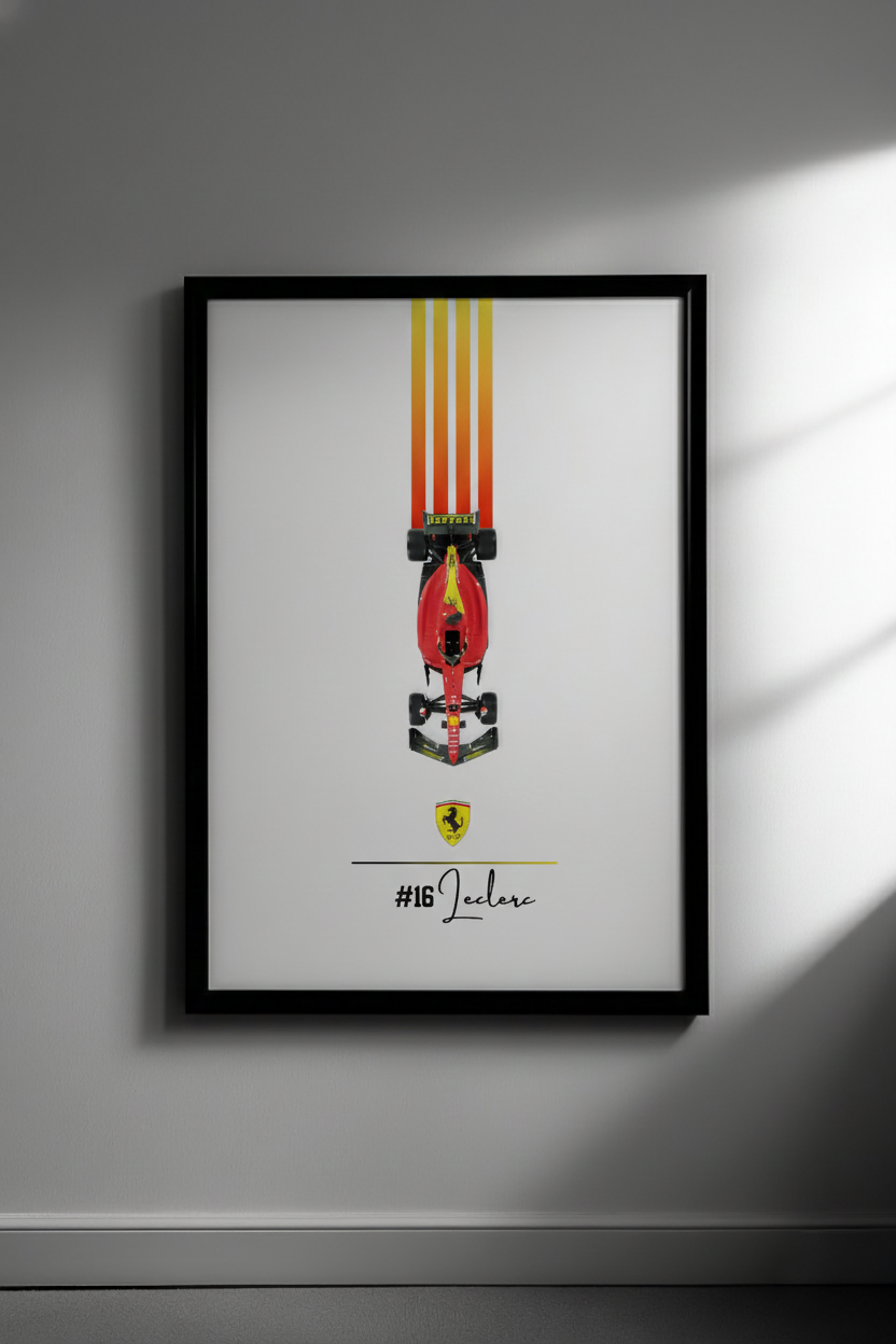 Charles Leclerc Poster Charles Leclerc Ferrari Poster, Kanvas Tablo | Formula 1 - Görsel 1